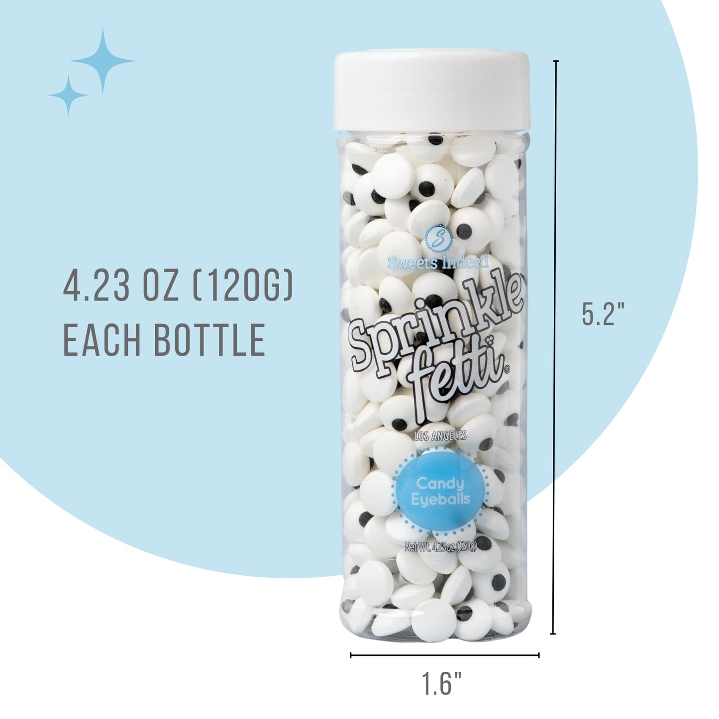 Sweets Indeed Bulk Candy Eyeballs, 300 Edible Eyes, Halloween Sprinkles, Perfect for Cake Decorations, Baking, Ice Cream, Cookie