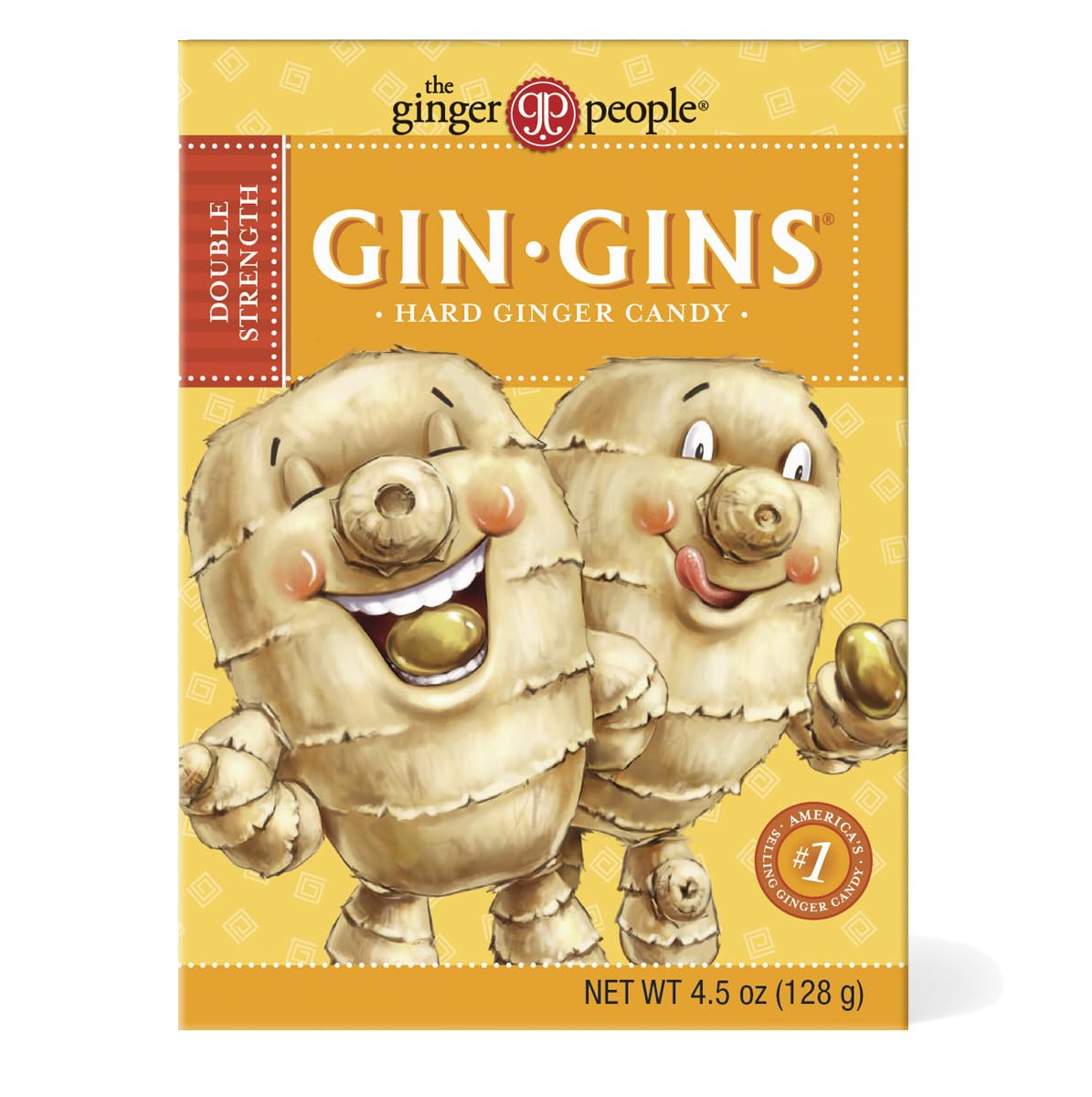 The Ginger People GIN GINS Double Strength Ginger Hard Candy – 100% Natural – 4.5oz (Pack of 12)