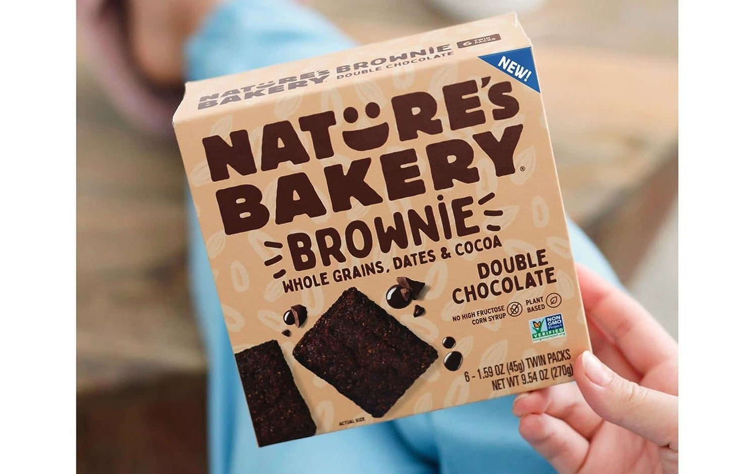 Natures Bakery Double Chocolate Brownie Bars, Whole Grains, Dates, and Cocoa, Plant Based, Dairy-Free, Snack Bar, 1 box with 12
