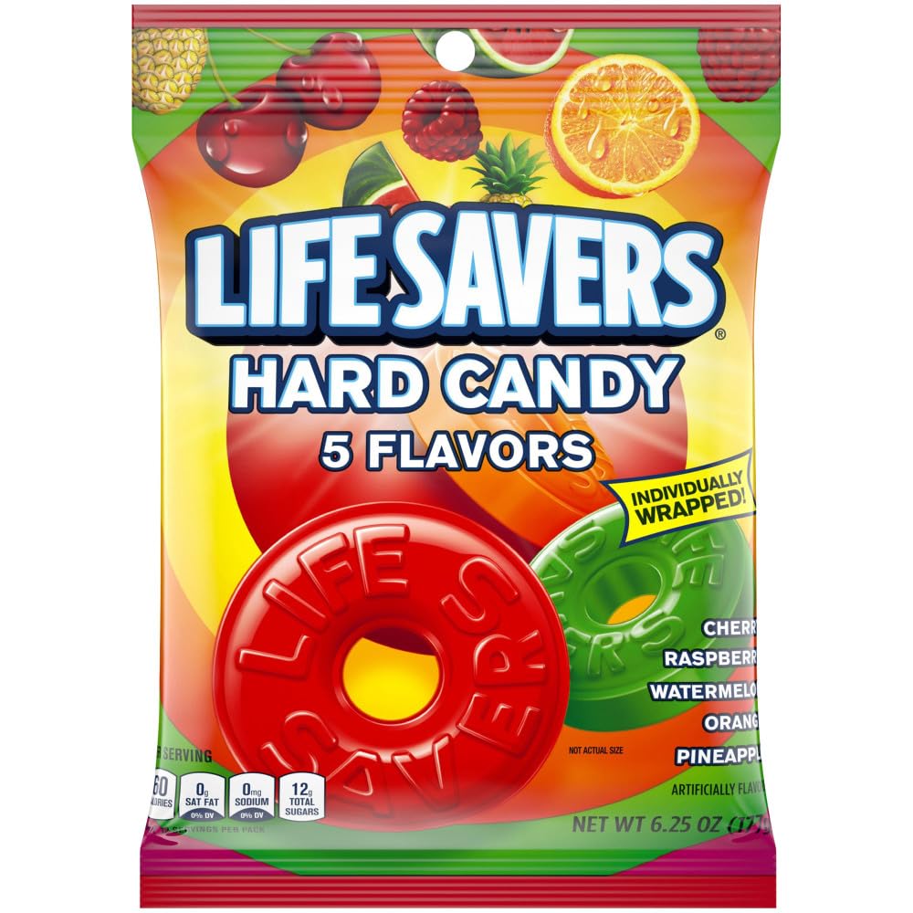 Life Savers 5 Flavors Hard Candy Bag, 6.25 Ounce (Pack Of 12)