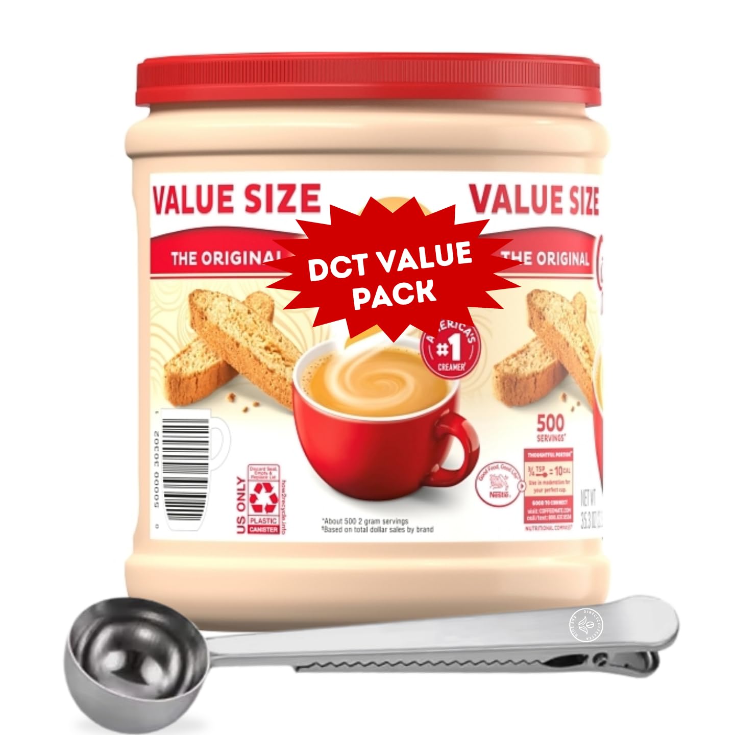 DIRECT COFFEE TEA Original Creamer Powder - Non-Dairy, Lactose-Free & Gluten-Free, 35.3 oz Canister, 1-Pack