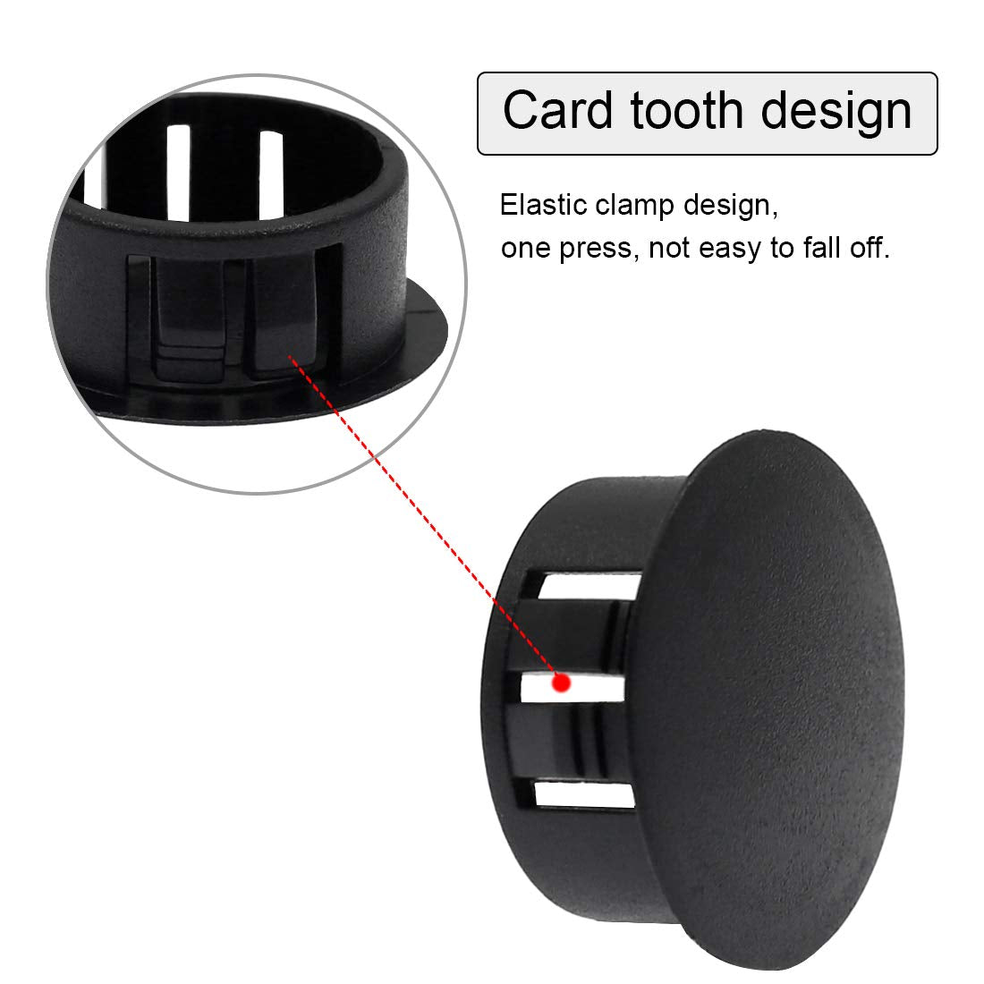Suiwotin 30Pcs 22Mm (087) Black Hole Plugs Plastic Flush Type Hole Plugs Snap In Locking Hole Tube, Furniture Fencing Post Pipe