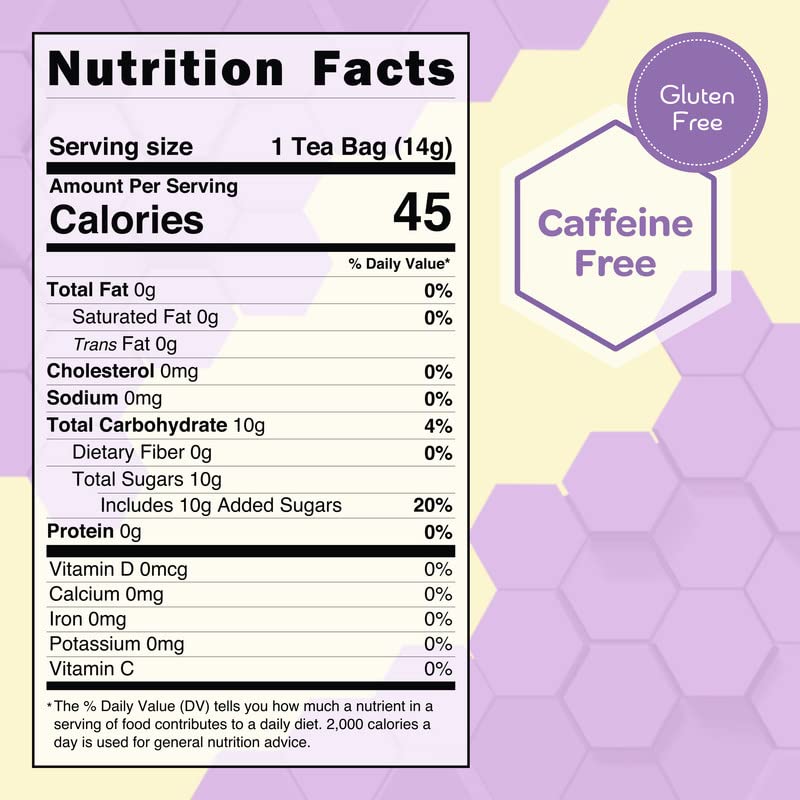 True Honey Teas Herbal Tea Bags - Caffeine Free, Organic Lemon Ginger - 24 Count