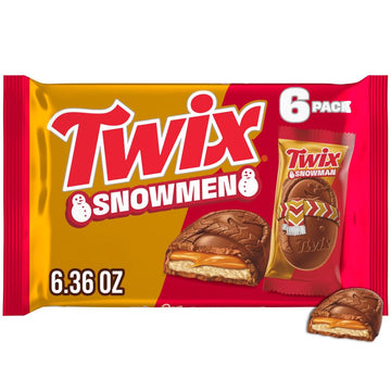 TWIX Caramel Cookie Snowmen Christmas Chocolate Candy Bars  6 Ct Pack