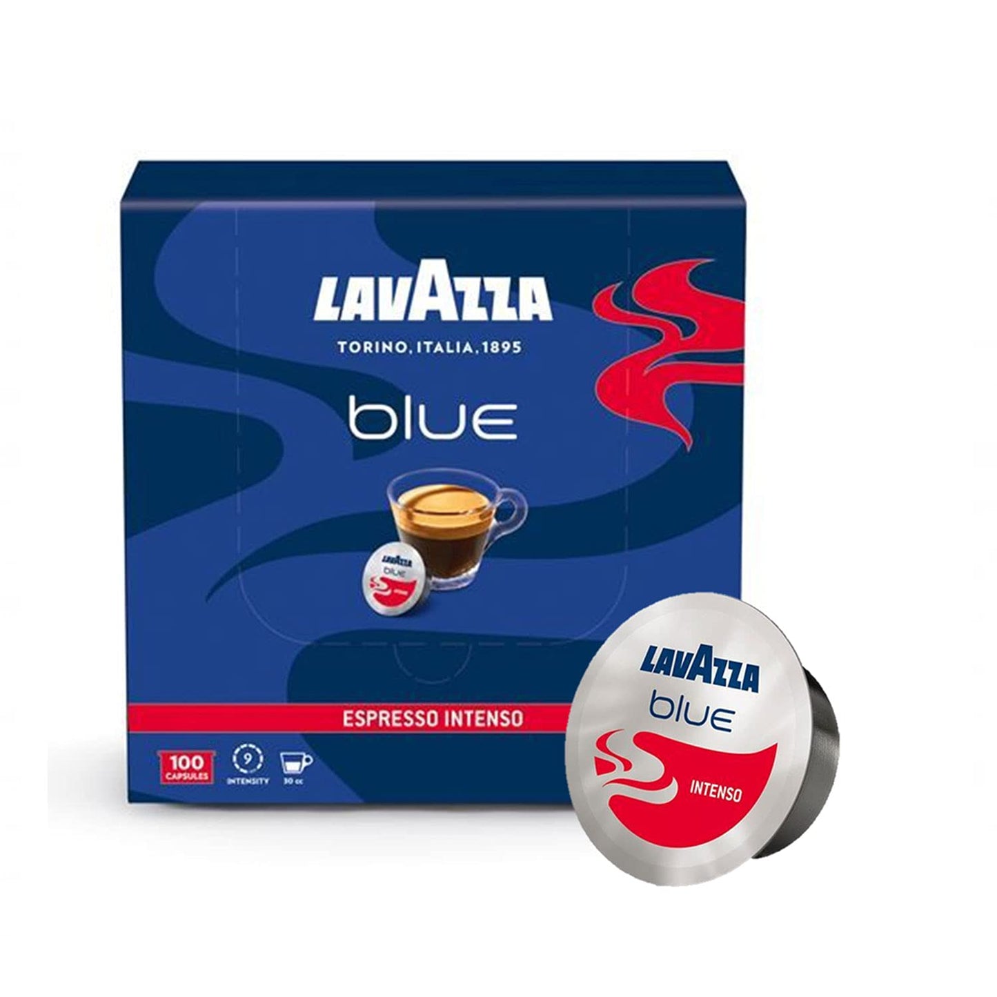 Lavazza BLUE Capsules  Espresso Intenso Coffee Blend  Medium Roast  28.2-Ounce Boxes (Pack of 100)  Value Pack  Blended and roasted in Italy  Full bodied with intense and persistent flavor