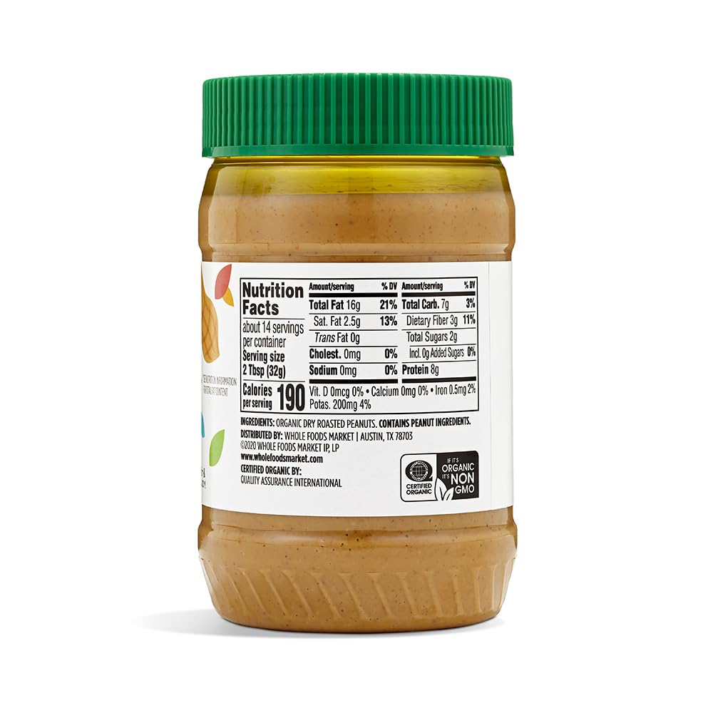 365 by Whole Foods Market Organic Creamy Peanut Butter No Salt Added 16 OZ