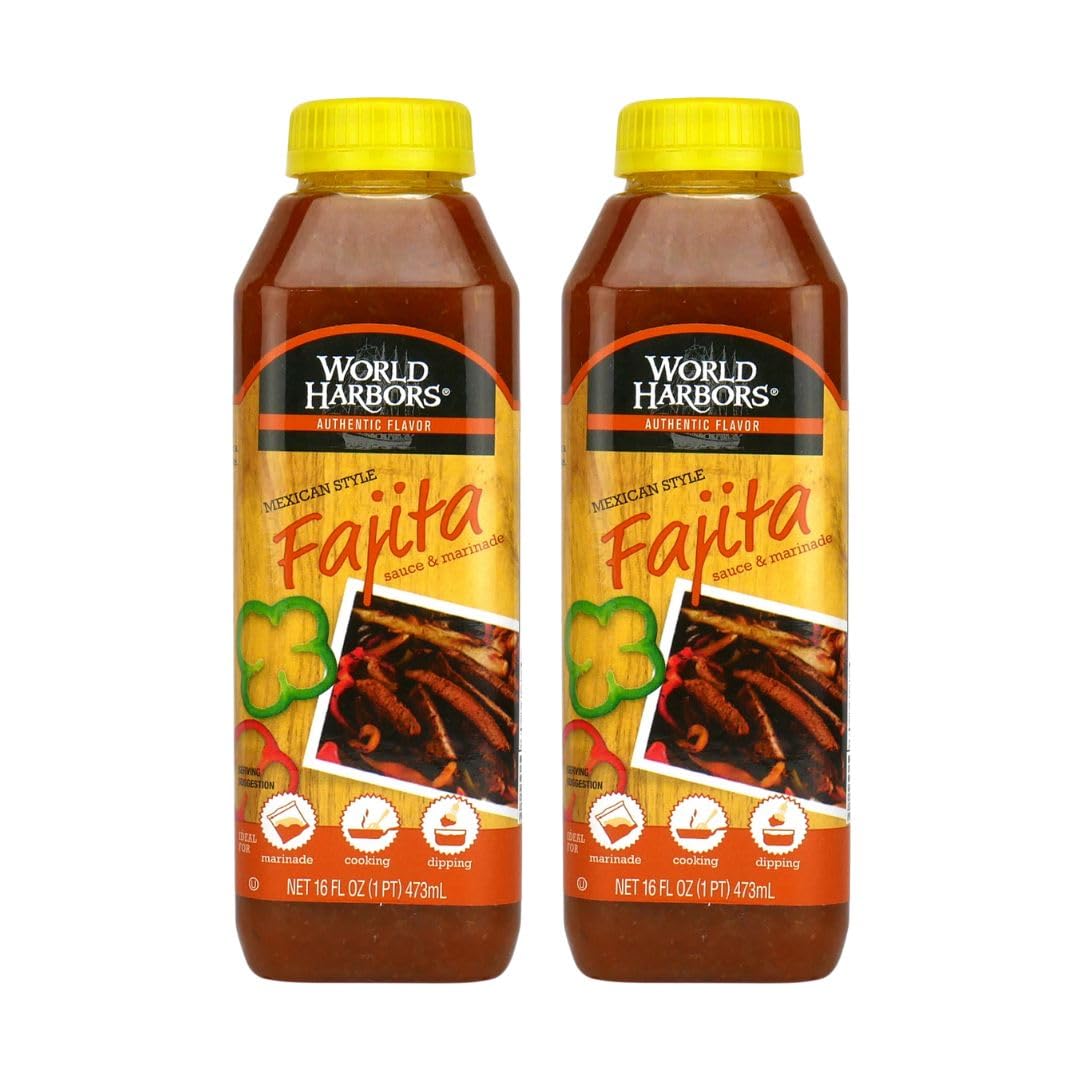 World Harbors Mexican Style Fajita Marinade Pure Mexican Flavors | Perfect For Fajita Meat, Fajita Chicken, And Fajita Veggies. 