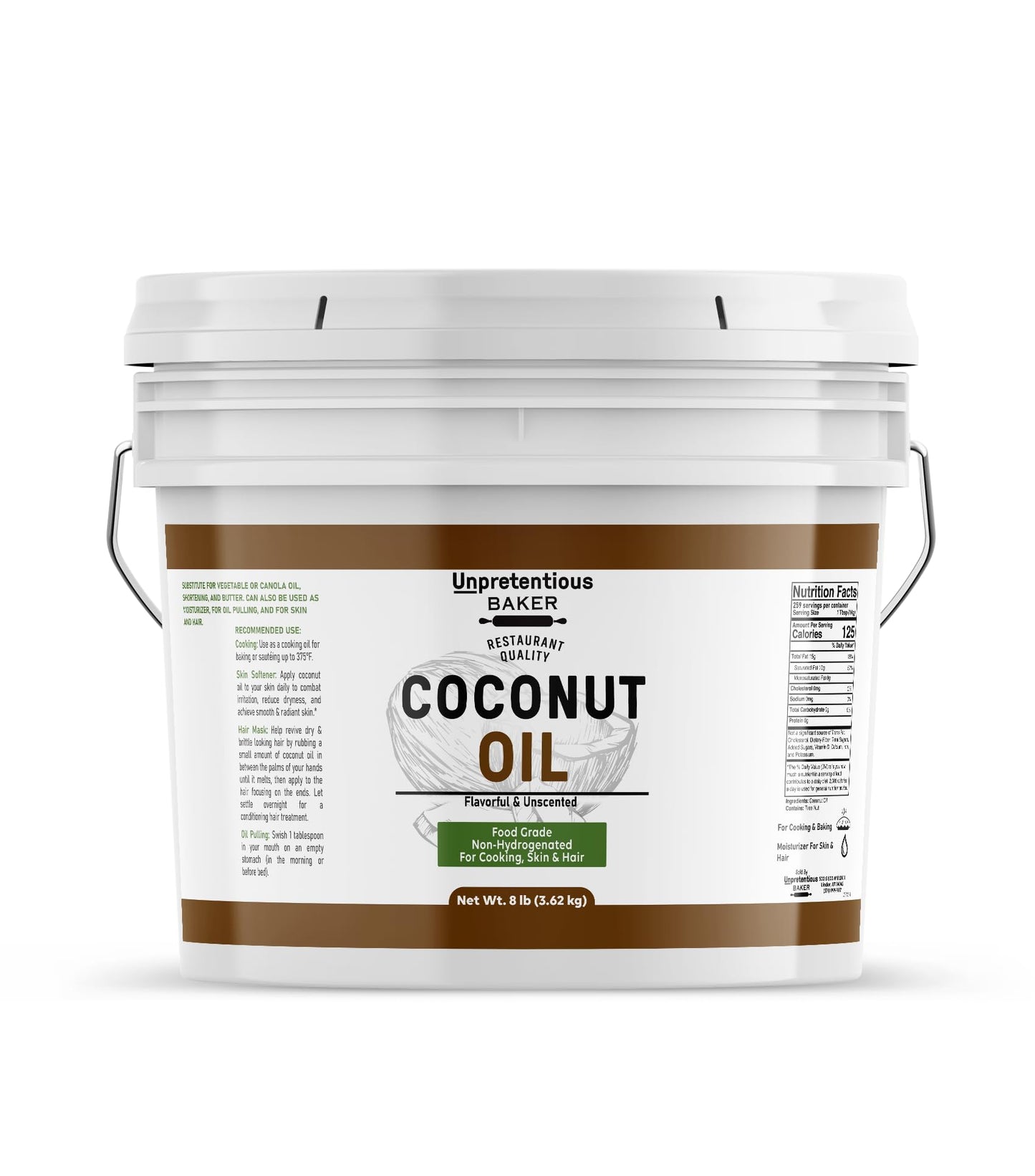 Unpretentious Coconut Oil  1 Gallon  Food Grade  Non-Hydrogenated  Flavorless & Scentless