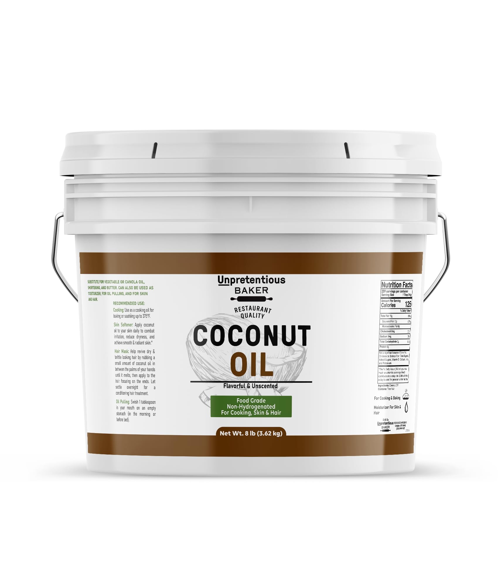 Unpretentious Coconut Oil  1 Gallon  Food Grade  Non-Hydrogenated  Flavorless & Scentless