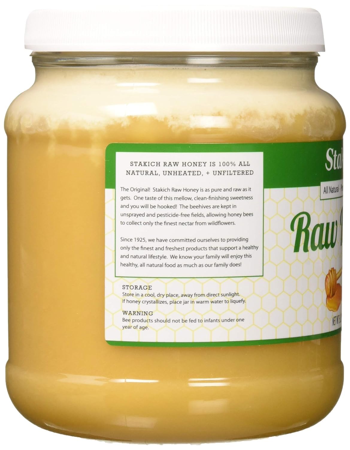 Stakich Raw Honey - Pure, Unprocessed, Kosher - 40 Ounce (2.5 Pound)