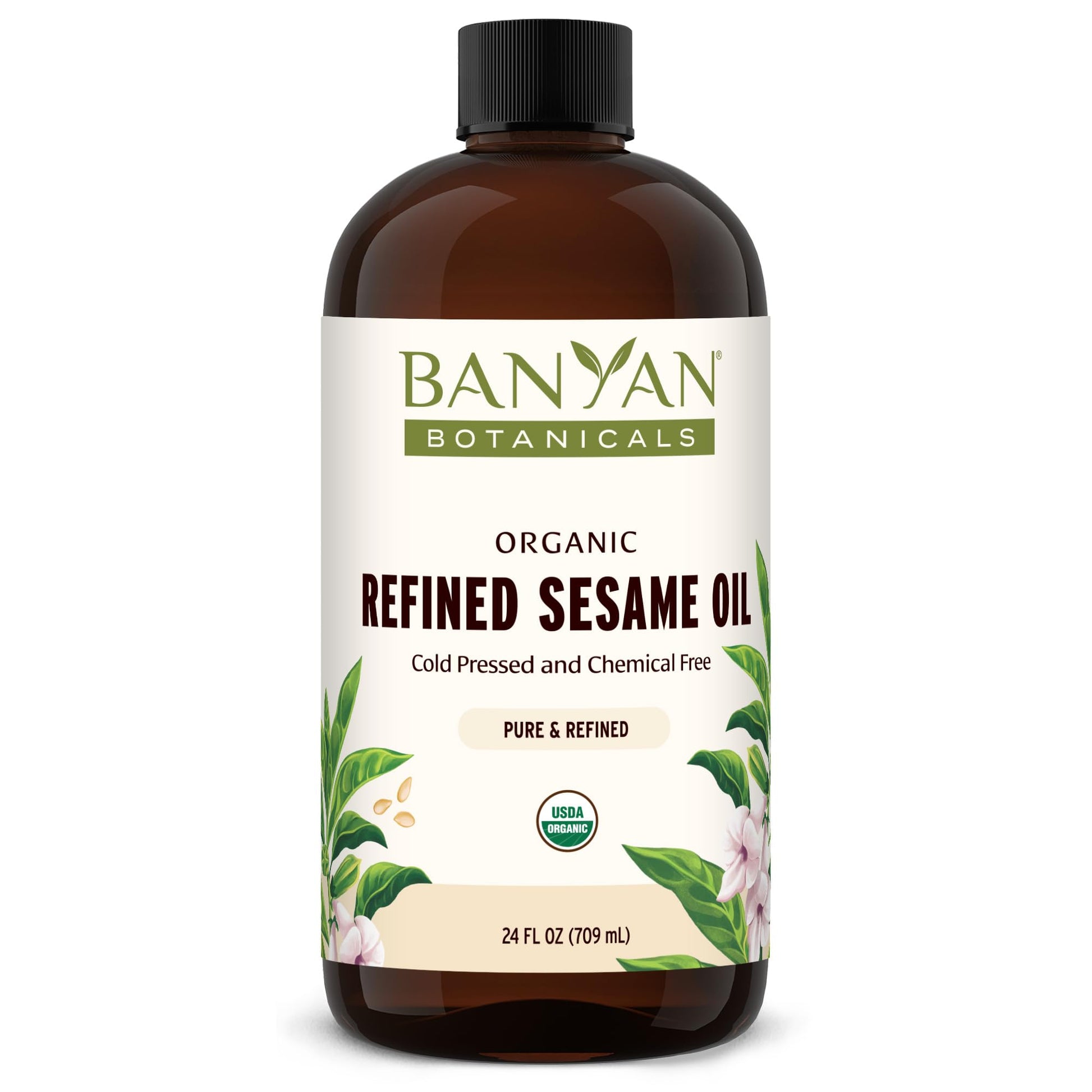 Banyan Botanicals Organic Refined Sesame Oil – 24 Fl Oz – Non GMO, Vegan, Natural Color