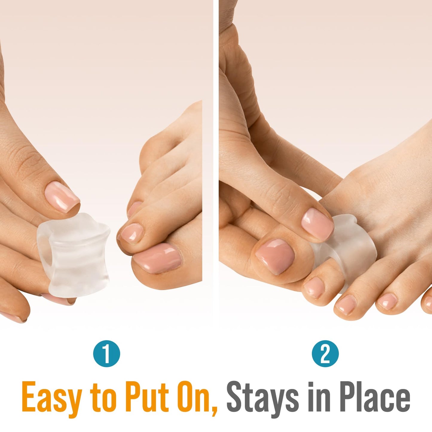 Toe Separators Hammer Toe Straightener - 4-Pack Pinky Toe Toe Spacers - Gel Spreader - Correct Crooked Toes - Bunion Corrector A