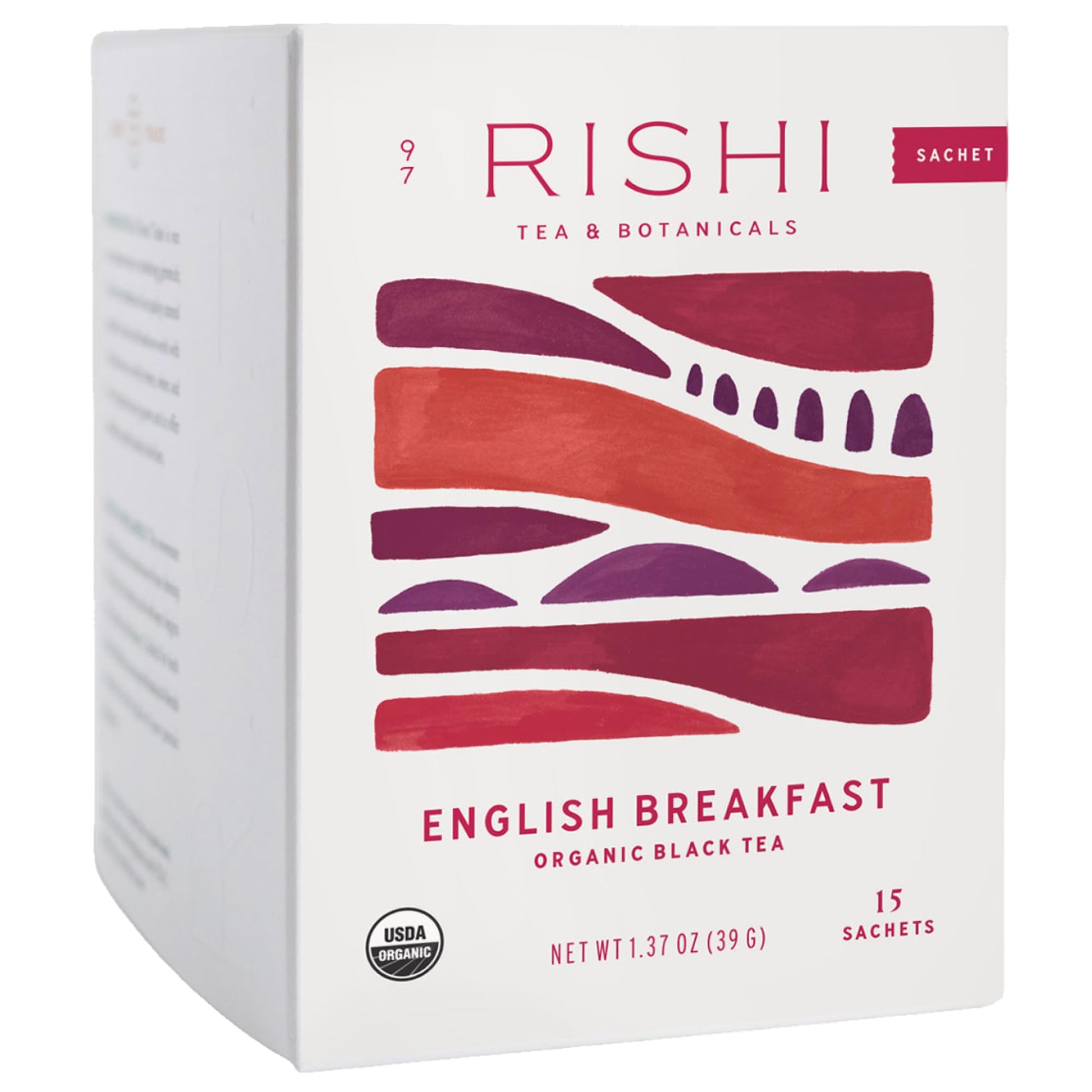Rishi Tea English Breakfast Tea - Organic Sachet Tea Bags, Energizing & Caffeinated Pure Black Tea, Ideal for Hot or Iced Tea - 