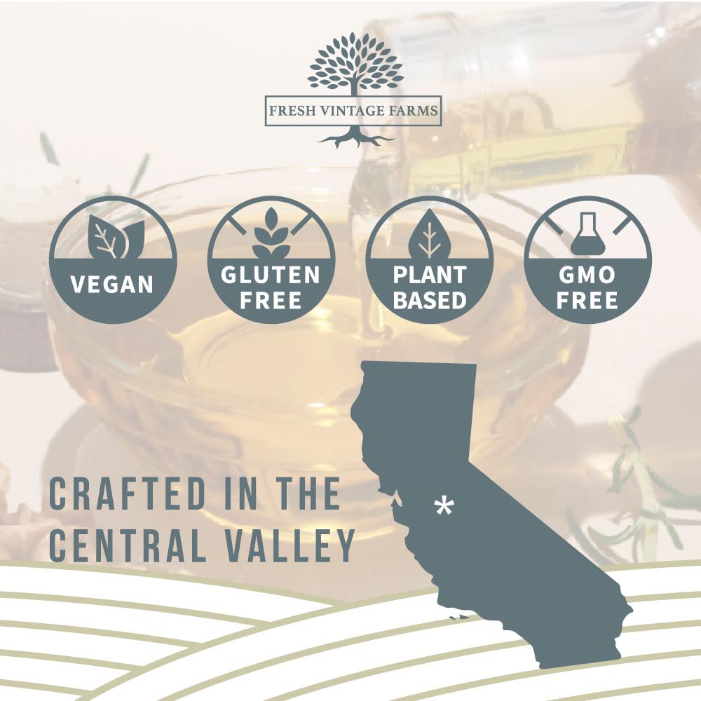 Fresh Vintage Farms, Walnut Oil, Cold Press, California Grown, Great For Cooking, Baking, Grilling, Dipping, & Salads