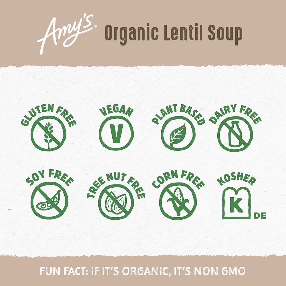 Amy'S Soup, Vegan, Gluten Free, Organic Lentil, 14.5 Ounce (Pack Of 12)