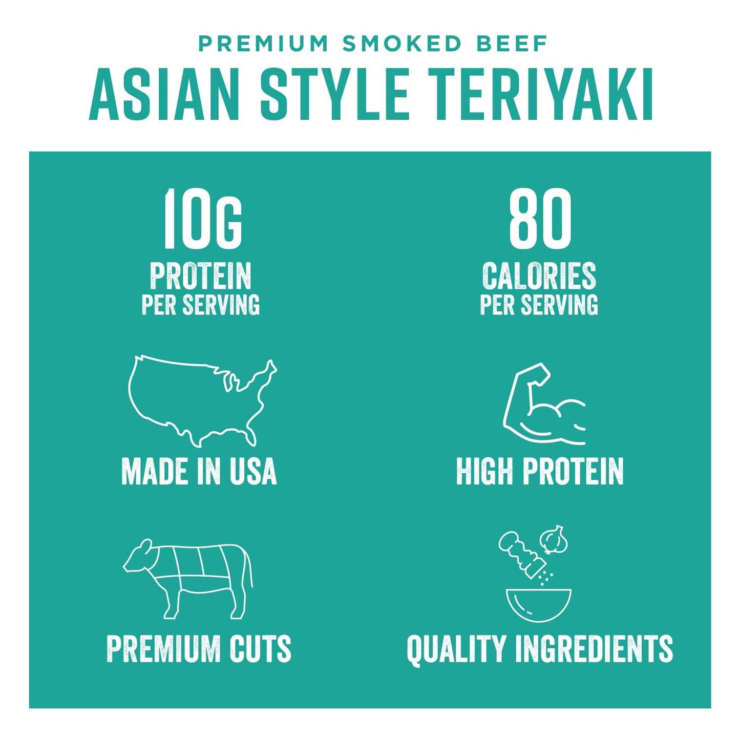 Chefs Cut Beef Jerky, Teriyaki, High Protein Snack, 10g Protein, 80 Calories, Gluten Free, 2.5 Ounce (Pack of 8)