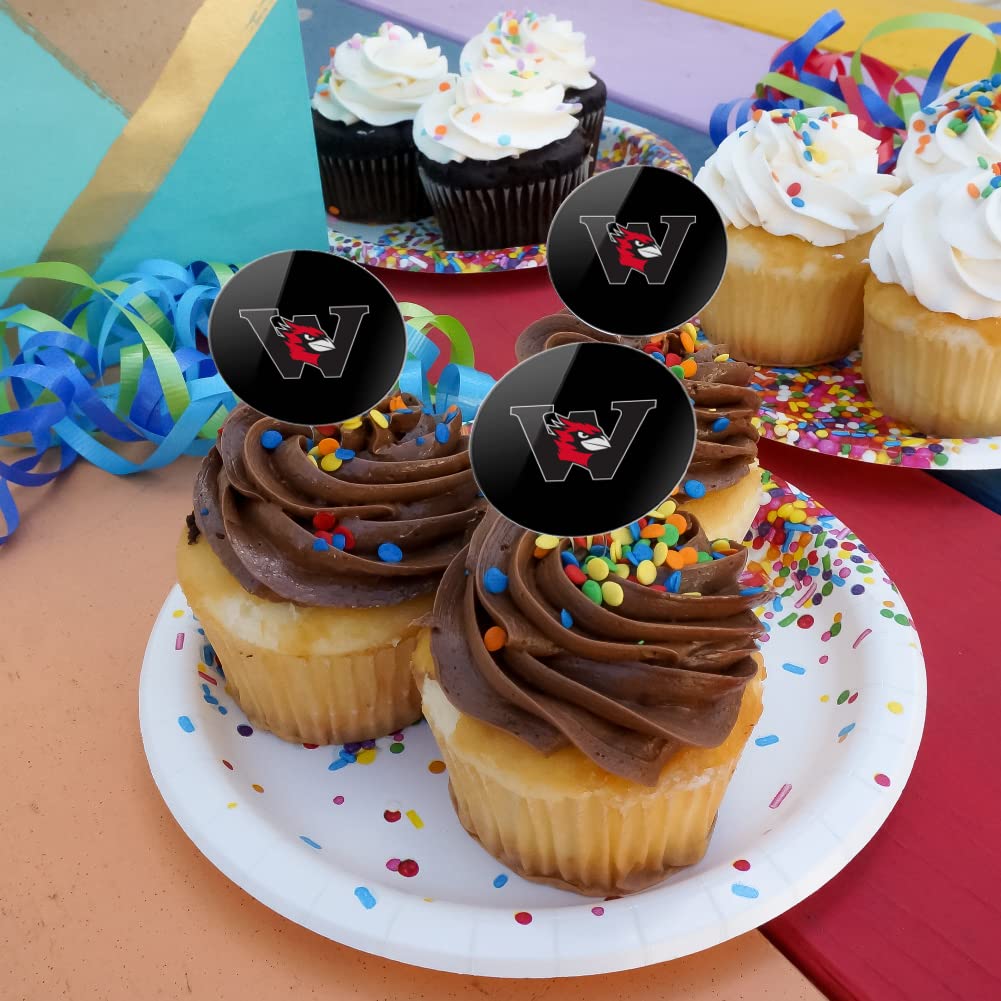 Wesleyan University Secondary Logo Cupcake Picks Toppers Decoration Set Of 6