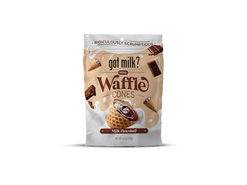 got milk? Mini Waffle Cones, Milk Chocolate, 4.24 Oz. / 119g Resealable Bag, Delicious Milk Chocolate Filled Waffle Cone Bites, 