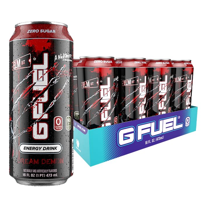 G Fuel Energy Drink, Fruit Punch, Sugar Free, 140mg Caffeine, 16 Fl Oz Cans, 12-Pack, Model 810124601812