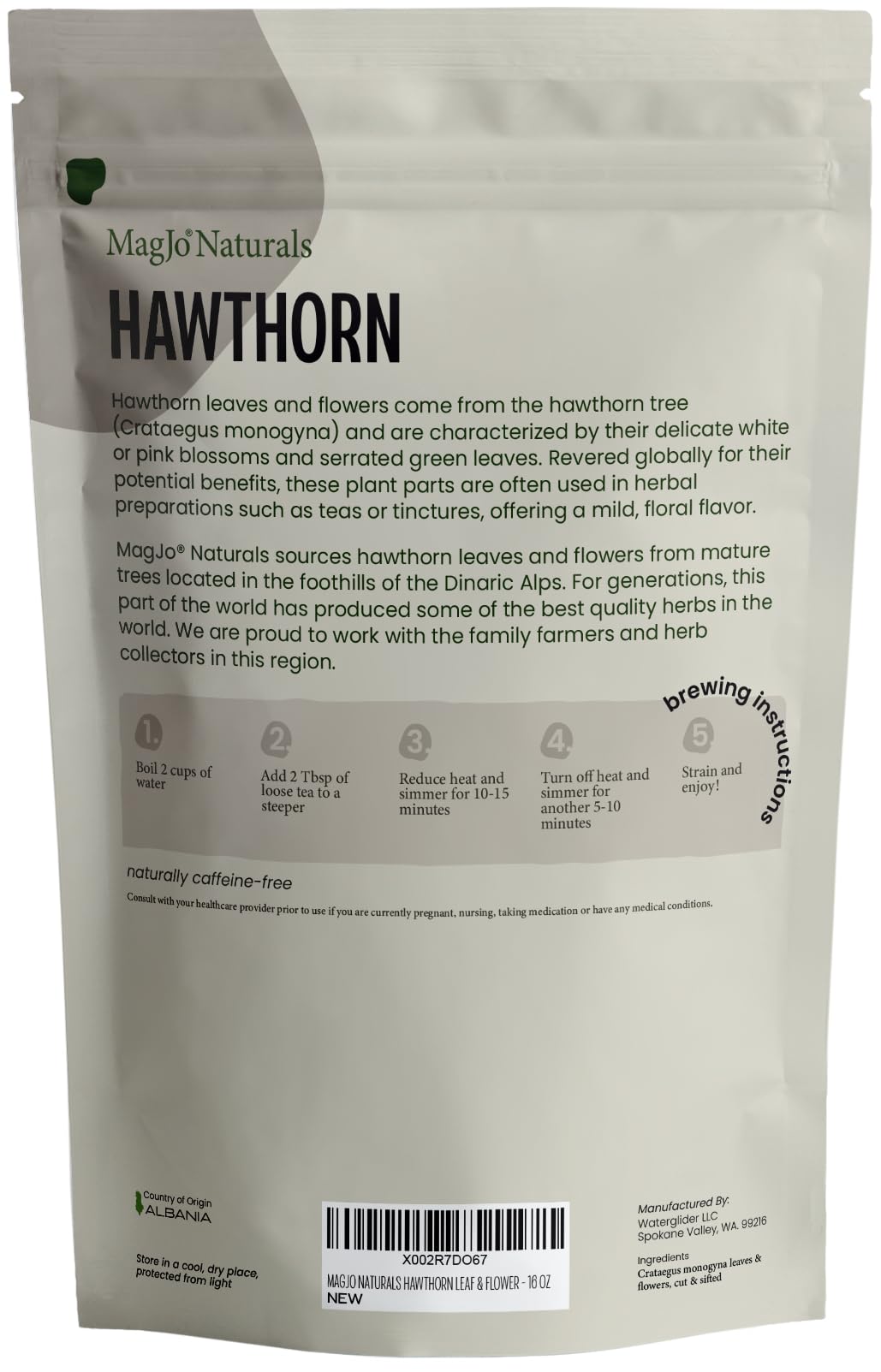 Magjo Naturals, Hawthorn Leaf And Flower (1 Pound), Wild-Crafted, Cut And Sifted, Dried Loose Leaf, Makes Crisp Cup Of Hawthorn