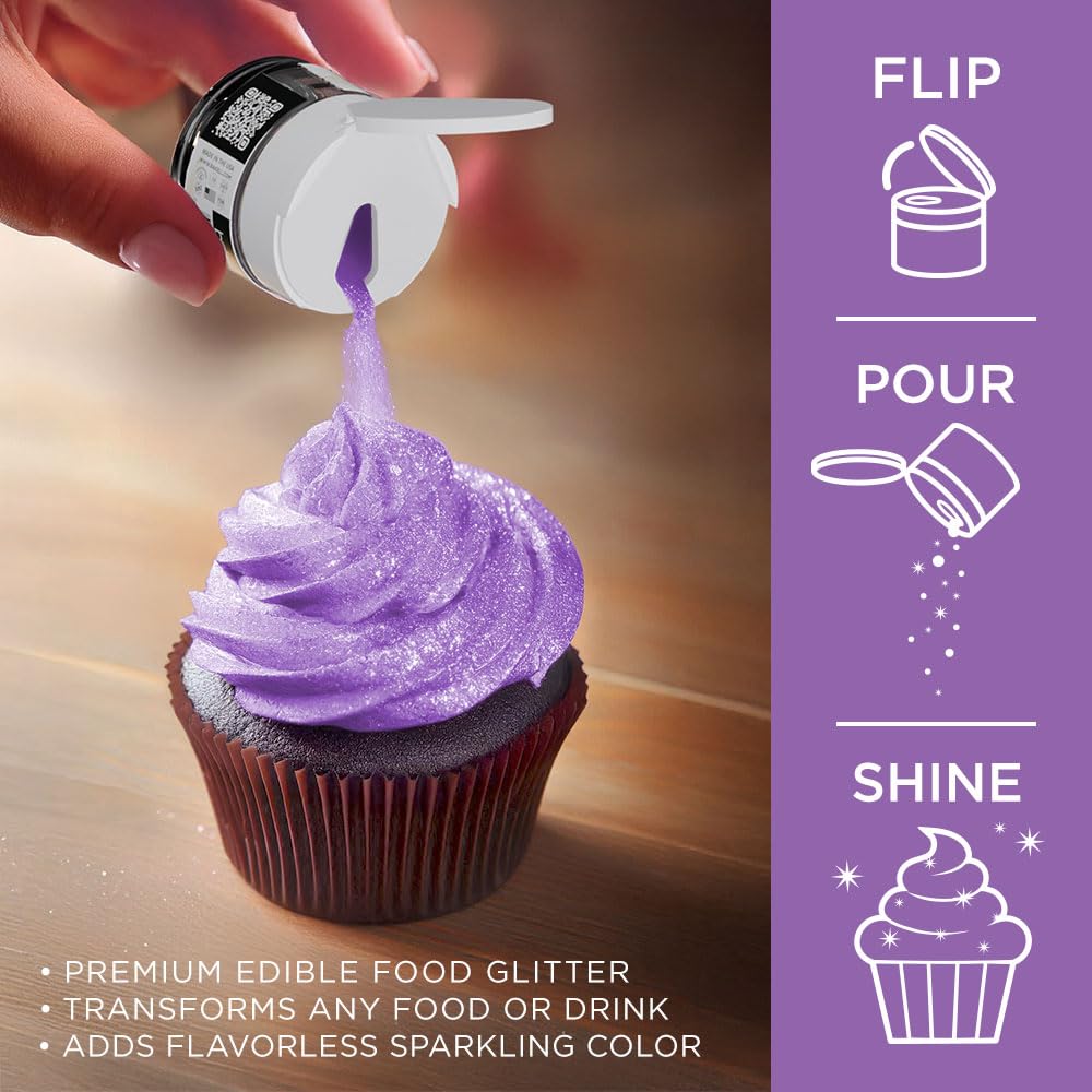 Bakell - Pollipop Purple Tinker Dust (5G, 1X Jar) Edible Glitter For Food, Desserts, And Beverages!