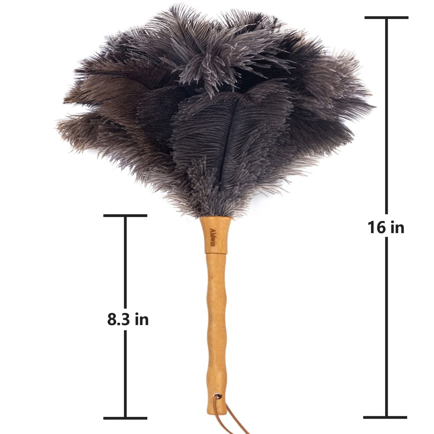 Aldwin Ostrich Feather Duster, 16 Inch With Wood Handle Reusable, Fluffy Natural Feather Duster For Cleaning Supplies Washable,