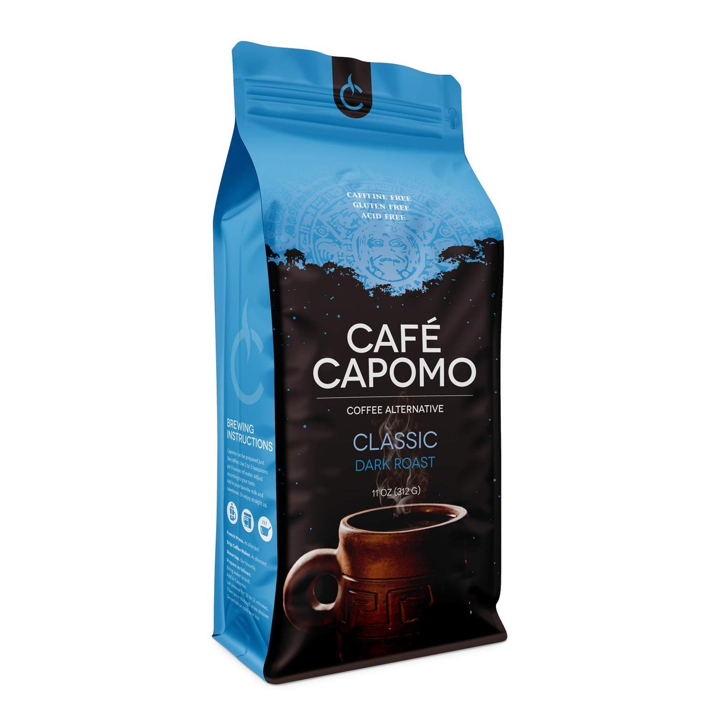 Tattvas Herbs Cafe Capomo Herbal Coffee Alternative, Classic Dark Roast, 11 oz, Caffeine & Acid Free