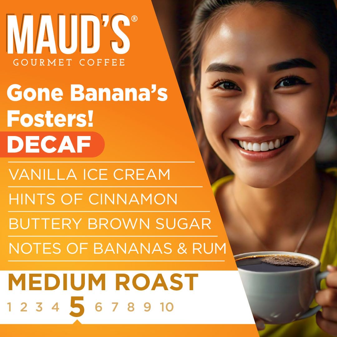 Maud'S Decaf Banana Flavored Coffee Pods, 18 Ct, Decaffeinated Medium Roast Flavored Coffee In Recyclable Single Serve Pods - 10