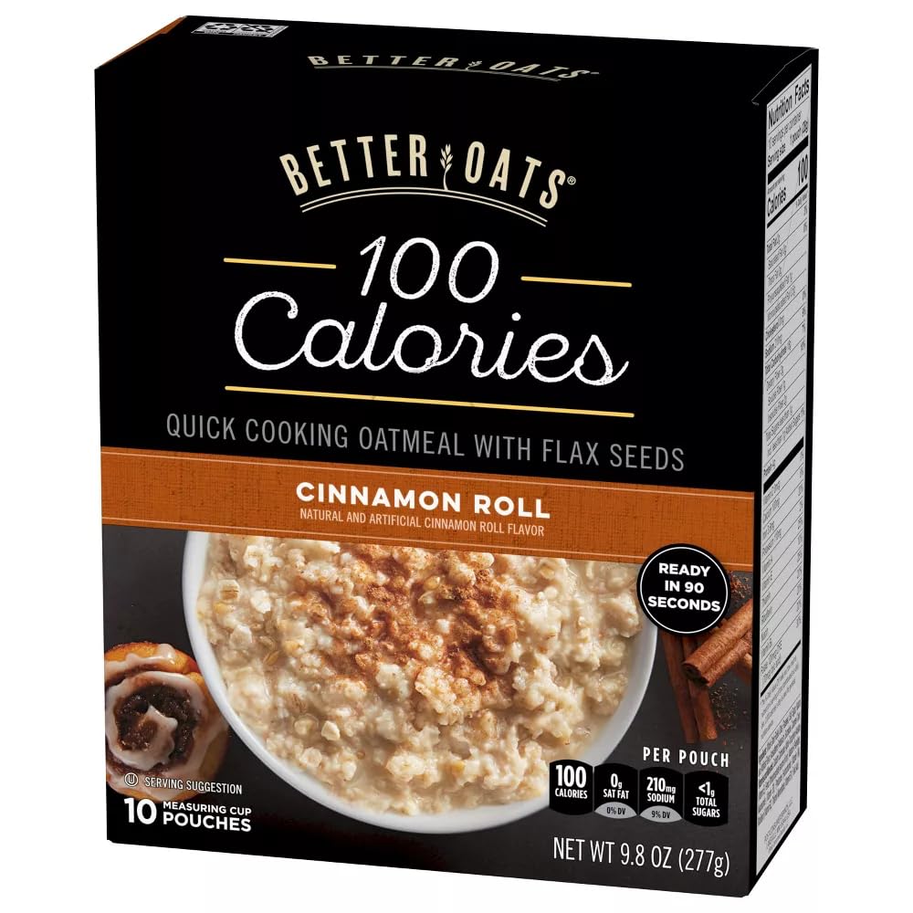 Better Oats OAT FIT Instant Oatmeal CINNAMON ROLL 9.8oz (3 Pack)