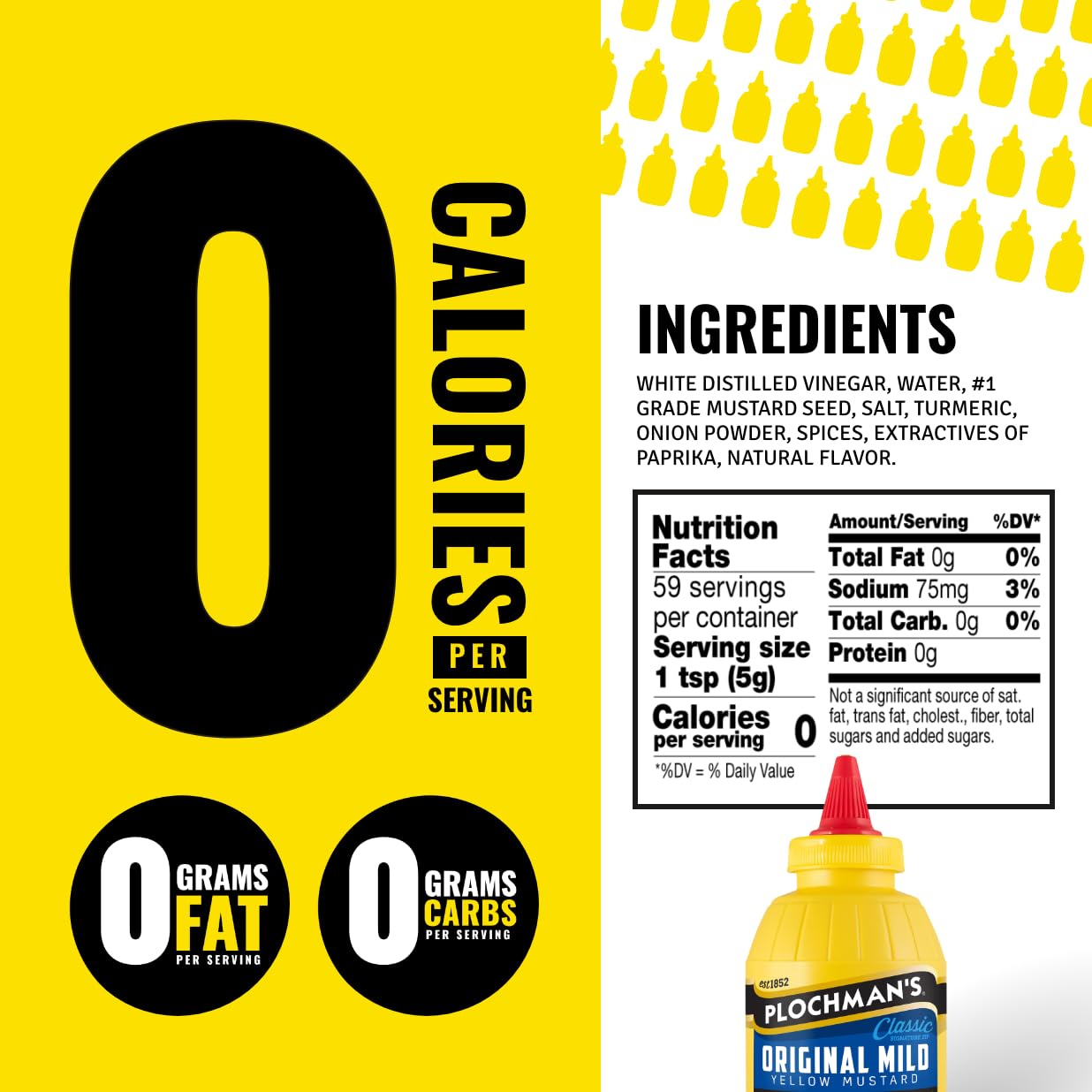 Plochman, Mild Yellow Mustard, 10.5 oz, Classic Squeeze Barrel