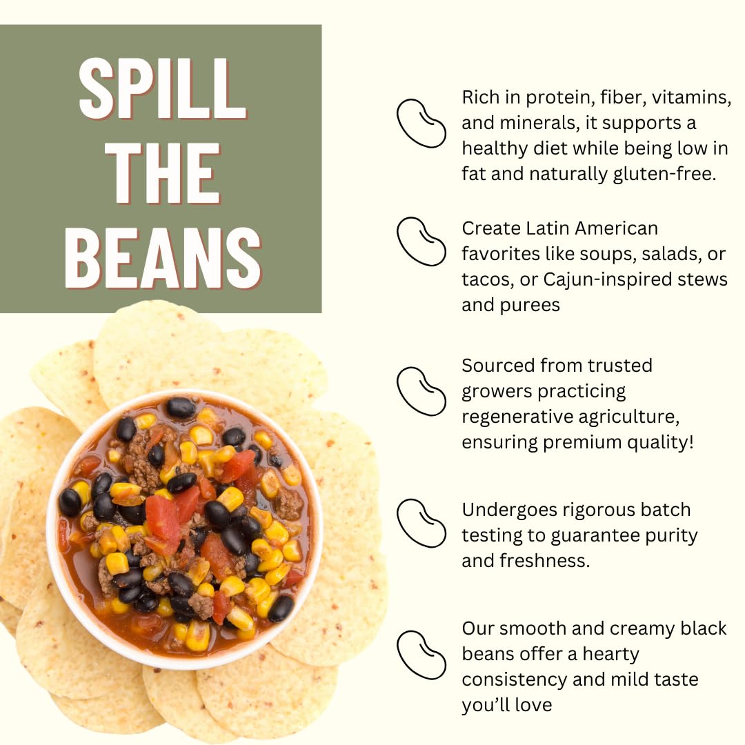 Mountain High Organics, Certified Usda Organic Dry Black Beans, Non-Gmo, Vegan, Whole Dried Black Beans, Plant Based Protein And