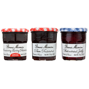Bonne Maman Holiday Variety Pack - Cranberry-Cherry, Plum, Redcurrant Jelly - 13 oz - Pack of 3