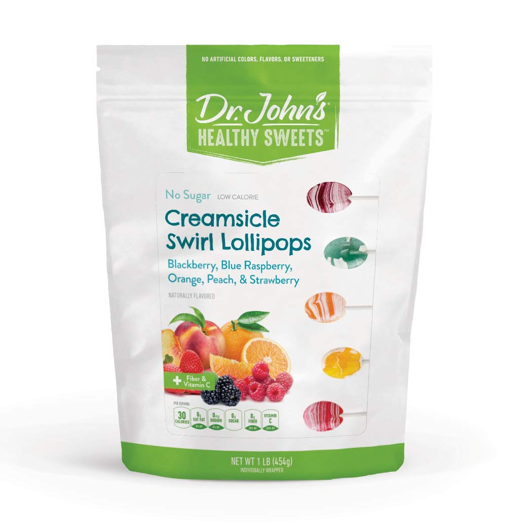 Dr. Johns Sugar Free Candy, Healthy Lollipops With Zero Sugar, Low Calorie Snacks, Keto Friendly Hard Candy Sweets, Creamsicle S