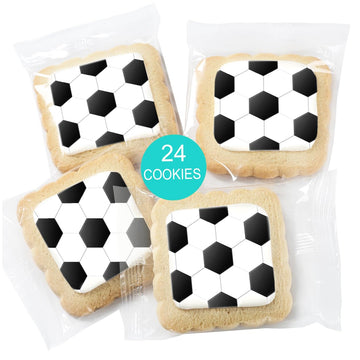 Soccer Cookies Individually Wrapped Decorated Party Favors Sugar Cookie 24 Pack Bulk Sports for Kids Game League