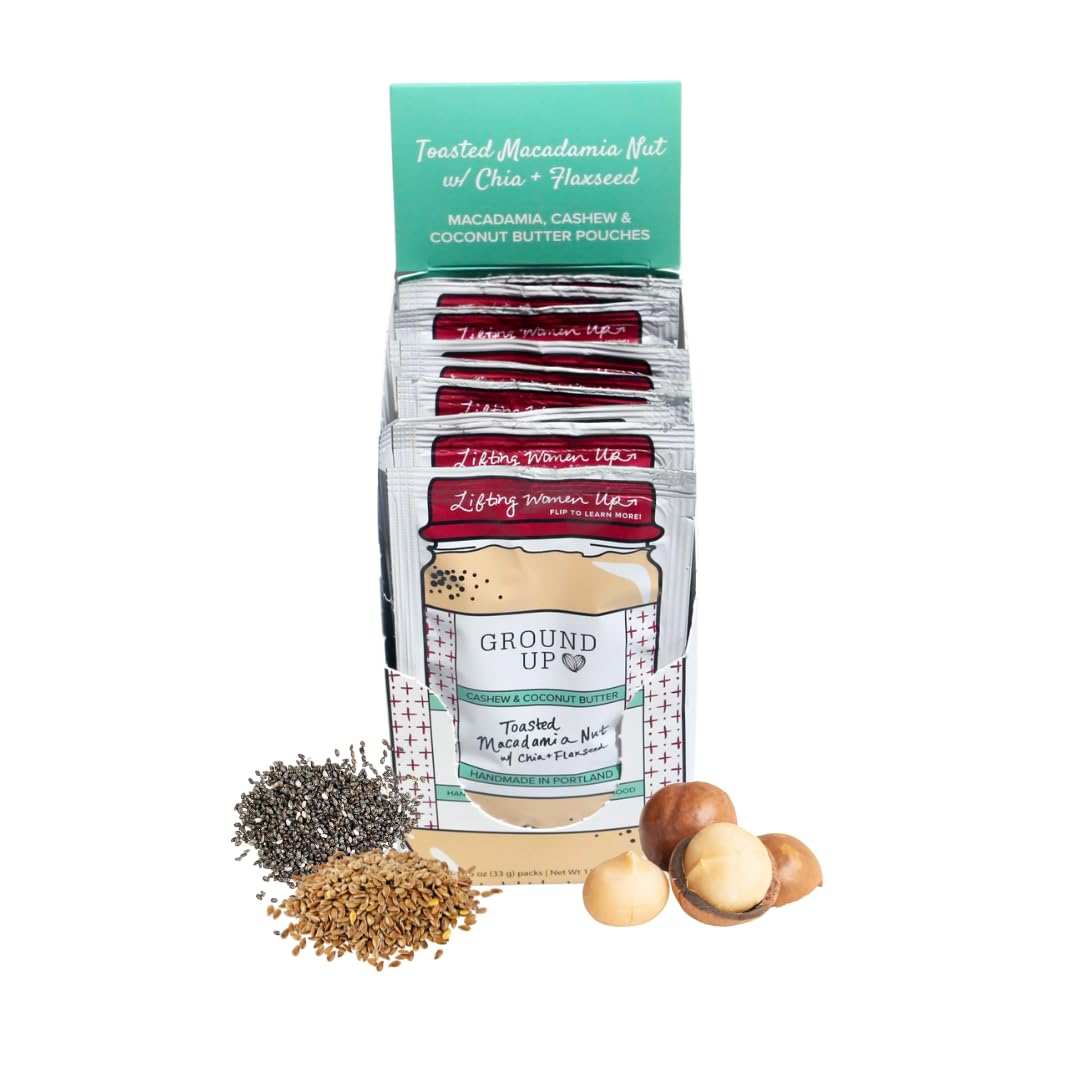 Ground Up Cashew & Coconut Nut Butter - Toasted Macadamia Nut With Chia Seeds & Flax Seed - Peanut-Free, Dairy-Free, Gluten-Free