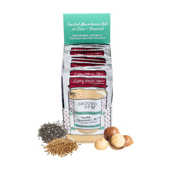 Ground Up Cashew & Coconut Nut Butter - Toasted Macadamia Nut With Chia Seeds & Flax Seed - Peanut-Free, Dairy-Free, Gluten-Free