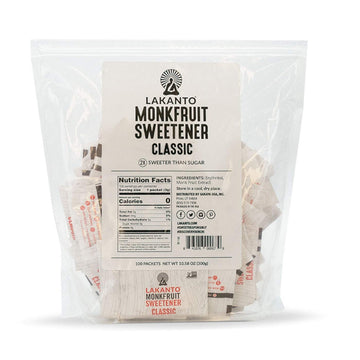 Lakanto Classic Monk Fruit Sweetener With Erythritol Packets - White Sugar Replacement, Zero Net Carbs, Zero Calorie, Sweeten On