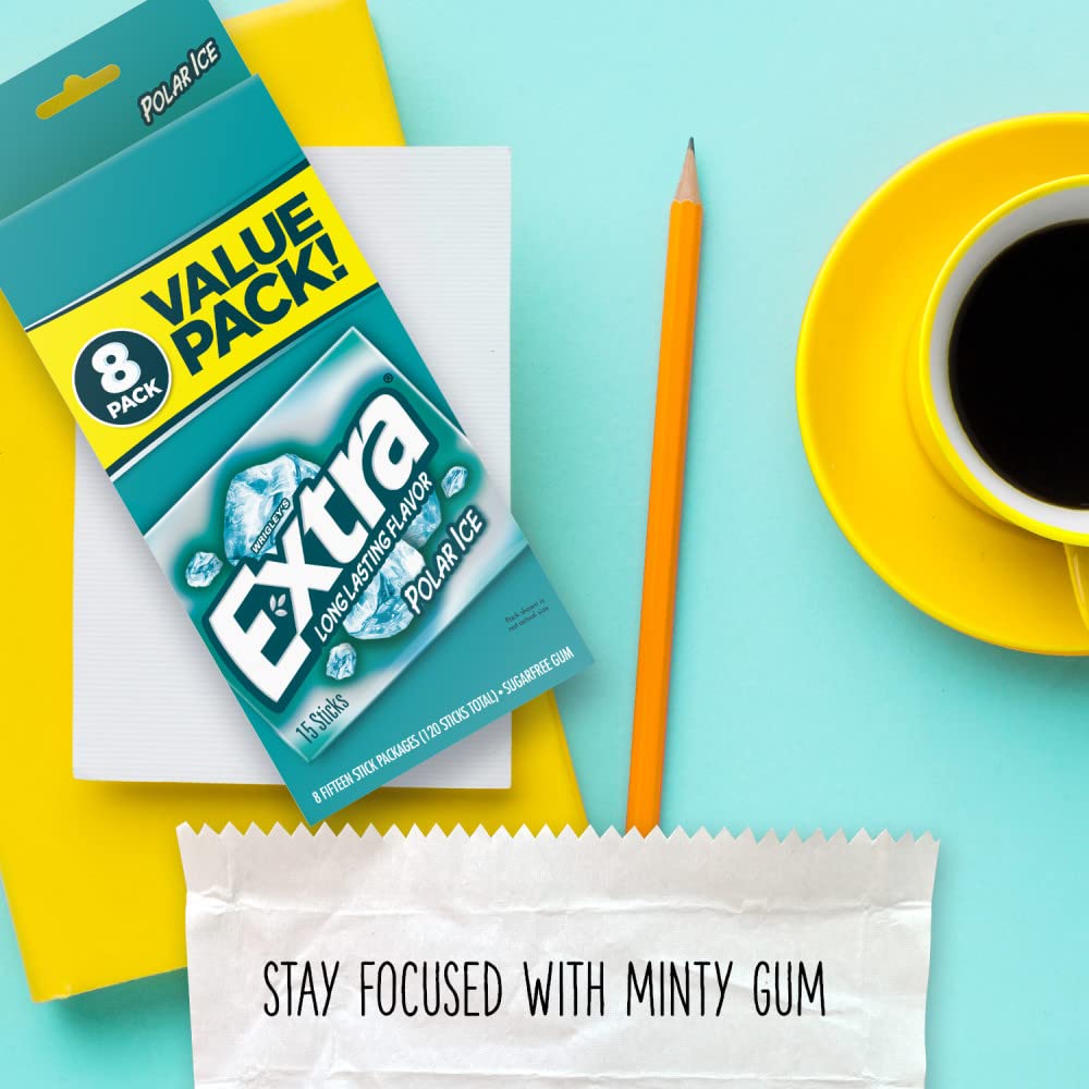 Extra--Polar Ice Sugarfree Gum, Icy Fresh, Mint Flavored, Sugarfree Chewing Gum With Long Lasting Flavor, Freshens Breath, 120 C