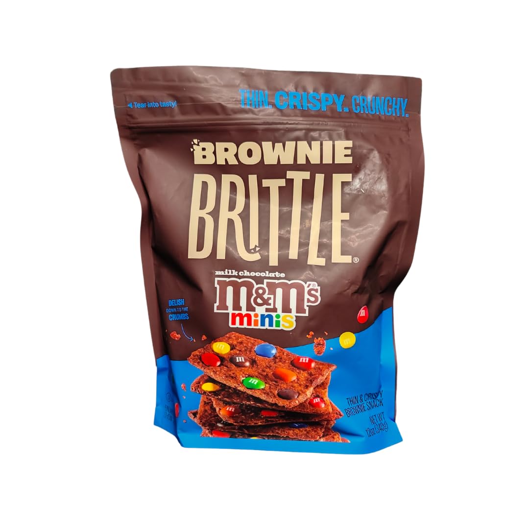 Sheila Gs Brownie Brittle - M&Ms | Thin and Crispy | Sweet Snacks | Family Size (Pack of 1, 12oz) | Rich Gourmet Brownie Bites 
