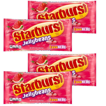 Starberst Jelly Beans - 4-Pack Fave Reds Jelly Beans - Sweet Fruit Jelly Candy For Holiday Jelly Beans Bulk Pack