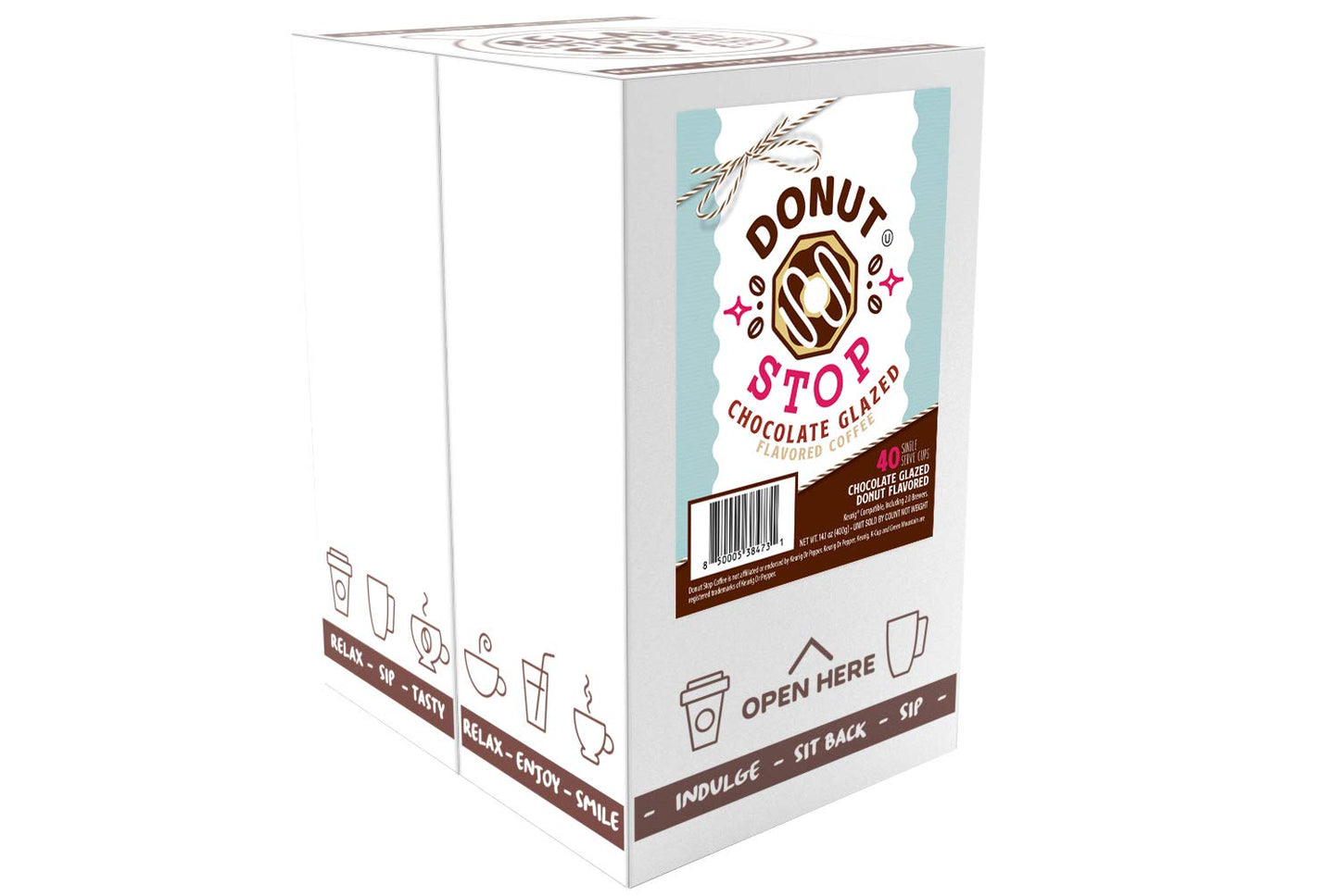 Donut Stop Coffee Pods, Chocolate Glazed Flavor, Compatible with 2.0 K-Cup malt-inspired, 40 Count