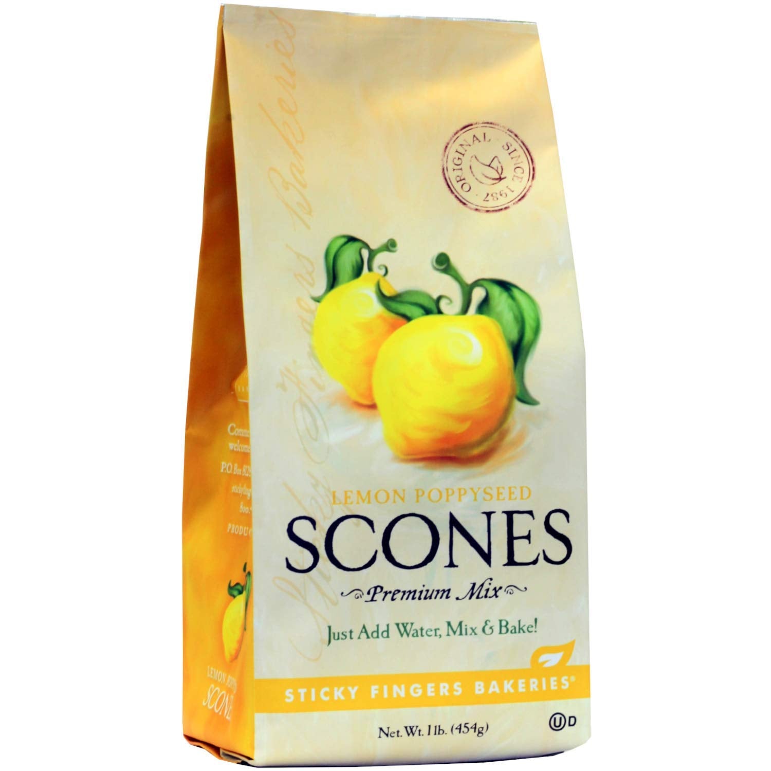 English Scone Mix, Lemon Poppyseed By Sticky Fingers Bakeries – Easy To Make English Scones Fresh Baked, Makes 12 Scones (1 Pk)