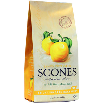 English Scone Mix, Lemon Poppyseed By Sticky Fingers Bakeries – Easy To Make English Scones Fresh Baked, Makes 12 Scones (1 Pk)