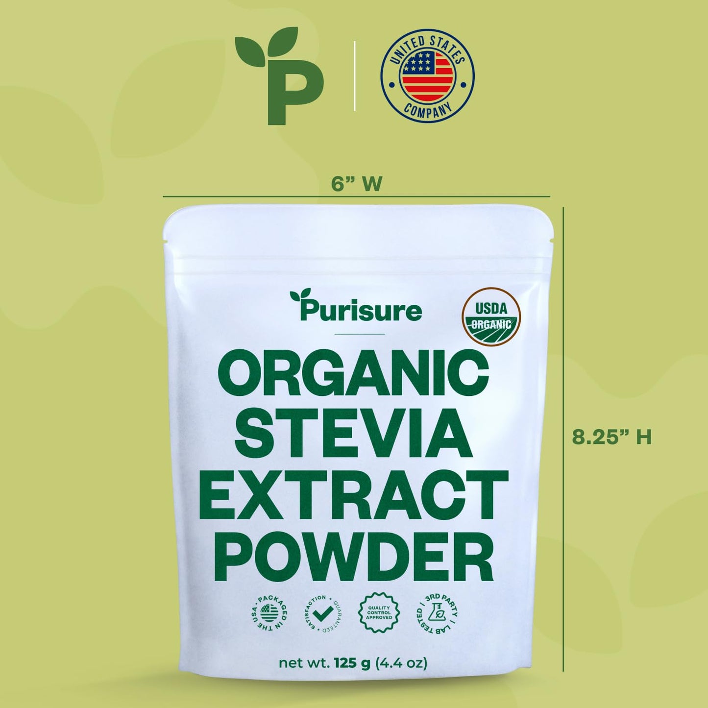 All Natural Organic Stevia Powder 125G (846 Servings) Highly Concentrated Pure Extract No Fillers Additives Or Artificial Ingred
