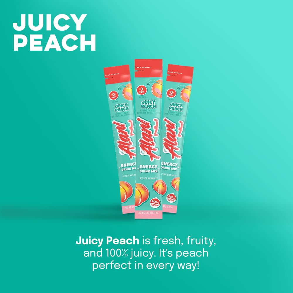 Alani Nu Energy Sticks, Juicy Peach Flavor, 200mg Caffeine, 2.05 oz, 10 Pack
