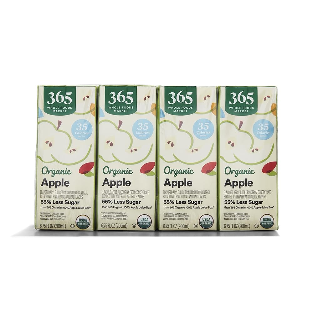 365 by Whole Foods Market, Box Juice Reduced Sugar Apple Organic, 6.75 Fl Oz, 8 Pack