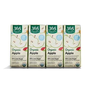 365 by Whole Foods Market, Box Juice Reduced Sugar Apple Organic, 6.75 Fl Oz, 8 Pack