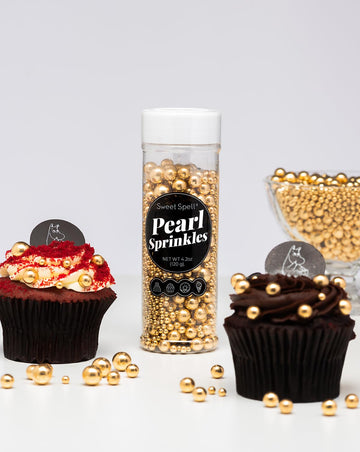 Sweet Spell Gold Pearl Sprinkles For Cake Decorating (120G/ 4.2Oz) - Sugar Candy Ball Pearls For Cupcakes, Ice Cream Toppers, An