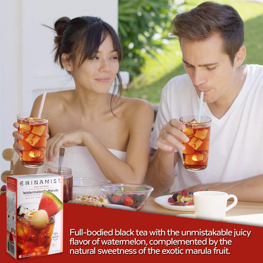 China Mist Iced Tea - Watermelon With Marula Black Tea Infusion - Refreshing And Delicious - Each Tea Bag Yields 1/2 Gallon - 4