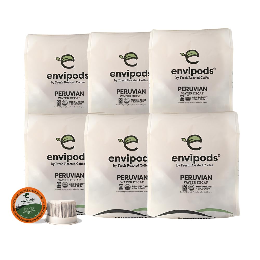 Fresh Roasted Coffee USDA Organic Decaf Pods, Medium Roast, 72 Count for K Cup Brewers